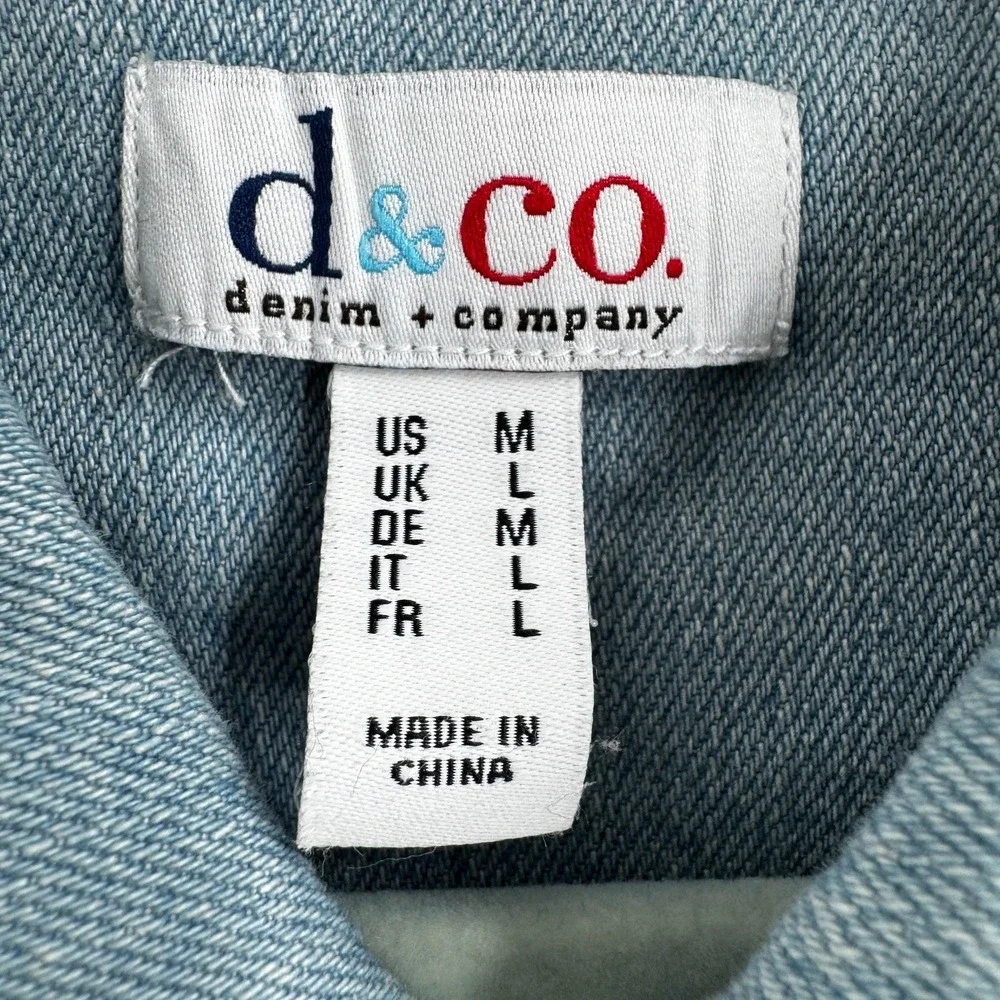 D & Co. Embroidered Daisy Trucker Jean Jacket Women's Med Western Cowgirl Rodeo‎